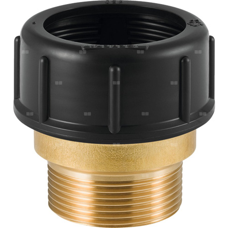 Łącznik GEBERIT HDPE, mosiądz, 2'' x 56 mm (GZ gazowy stożkowy x nakrętka) z uszczelką