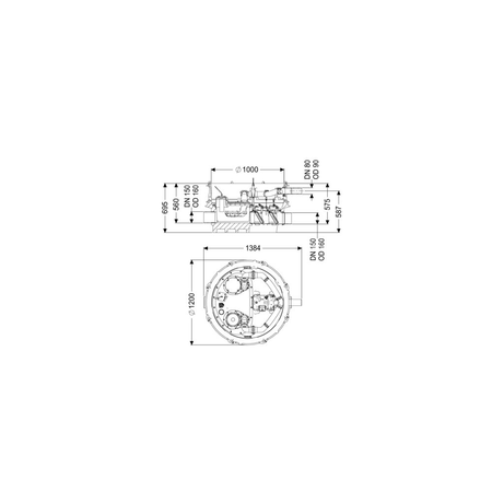 MODUŁ TECHNICZNY MONO ECOLIFT XL POMPA 400V SPF4500-S3 z automatyczną klapą zwrotną do ścieków czarnych do swob. ustawienia lub połączenia ze studz.