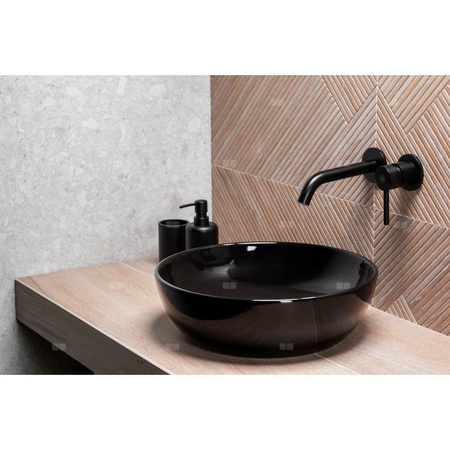 Bateria umywalkowa ścienna KFA Armatura MOZA, czarny, montaż podtynkowa