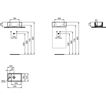 TEMPO/EUROVIT Umywalka 37x21LTH NOF SILKB