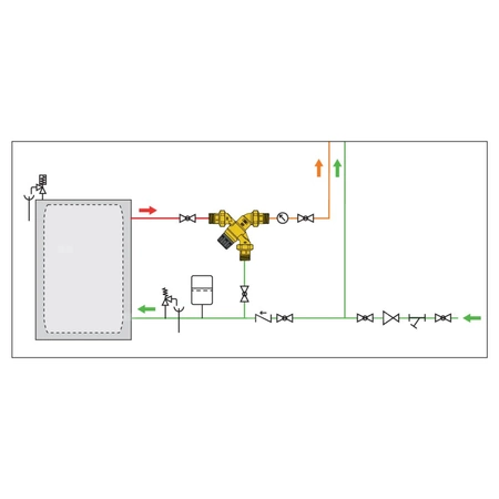 Termostatyczny zawór mieszający "L" 35 st. -65 st. C DN20 ze złączkami