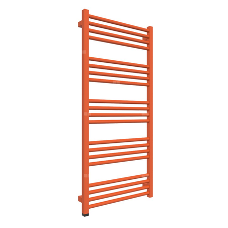 Grzejnik elektryczny TERMA FIONA ONE 530 x 1140 mm, kolor pomarańczowy drogowy RAL2009, moc 600 W, podłączenie E8, kabel spiralny z wtyczką 2,5m biały