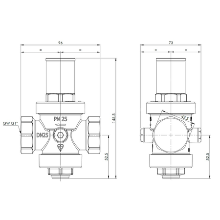 Regulator ciśnienia wody AFRISO BPR 403 mosiądz, GW 1'', 25 bar