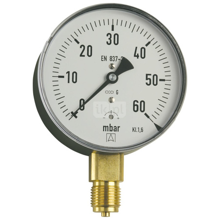 Ciśnieniomierz różnicowy AFRISO KP D201 0/60 mbar mosiądz RAD G1/2B fi 100, kl. 1.6%