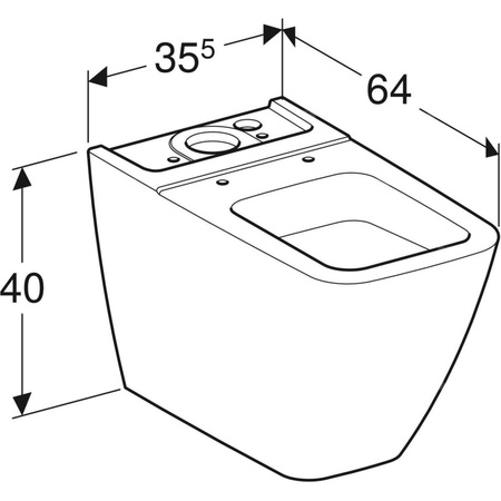 Stojąca miska WC Geberit iCon Square do spłuczki nasadzanej, ceramiczna muszla toaletowa, przylegająca do ściany, kryte mocowani