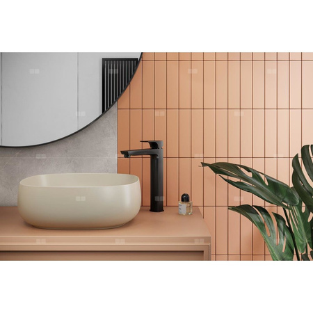 Bateria umywalkowa stojąca nablatowa KFA Armatura MOKAIT click clack, czarny, montaż blat / otwór na baterię