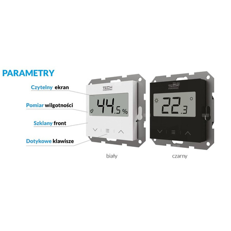 Przewodowy regulator pokojowy doramkowy F-12b do listwy L-X i L-12 dedykowany czarny
