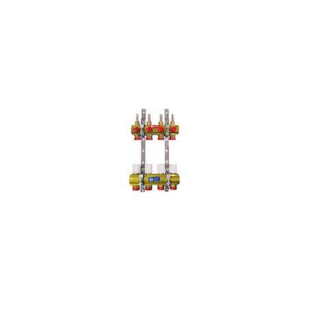 Rozdzielacz do ogrzewania podłogowego GIACOMINI R553F 6-obieg. mosiądz 1'' x eurocono 3/4'' + przepływomierz + termostat