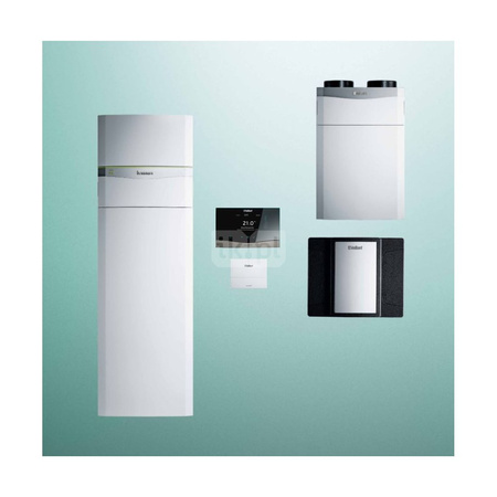 Pakiet systemowy OZE - Pompa ciepła gruntowa solanka-woda VAILLANT VWF 58/4 flexoCOMPACT 11.2 kW 400 V + Regulator sensoCOMFORT VRC 720 + Zasobnik c.w.u. VIH RW300/3BR + Zasobnik buforowy VPS R 100/1M