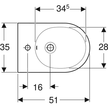 Bidet stojący Geberit Acanto, przylegający do ściany, ukryte mocowania: T=51cm, Przelew=Widoczny, Biały