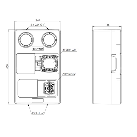 Grupa pompowa AFRISO PrimoTherm K 180-2 DN 25 AP 3-WM GZ x GW 1 1/2'' x 1'', z zaworem mieszającym, z izolacją, z pompą obiegową AFRISO APH 361 25-7/180 mm