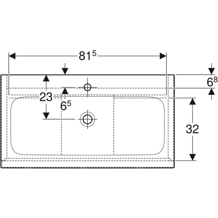 Zestaw umywalki meblowej Geberit iCon slim rim, z szafką pod umywalkę, z dwoma szufladami i zestawem odpływowo-przelewowym do umywalki: B=90cm, Umywalka: biały, Korpus i front: biały / lakierowany matowy, Uchwyt: biały / powlekany proszkowo, matowy