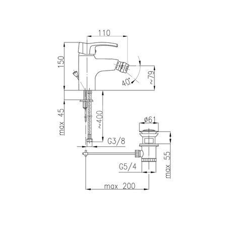 Bateria bidetowa KFA Armatura KWARC, chrom
