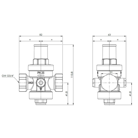 Regulator ciśnienia wody AFRISO BPR 402 mosiądz, GW 3/4'', 25 bar