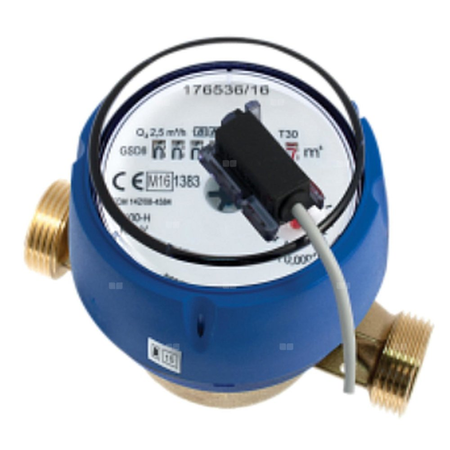 Wodomierz jednostrumieniowy suchobieżny z nadajnikiem impulsów REED SIMPLE, typu GSD8-R DN 15 Q3=1,6 m3/h R100/50, Tmax: 90st.C, L=110 mm