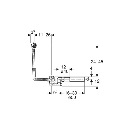 Króciec odpływowy syfonu wannowego