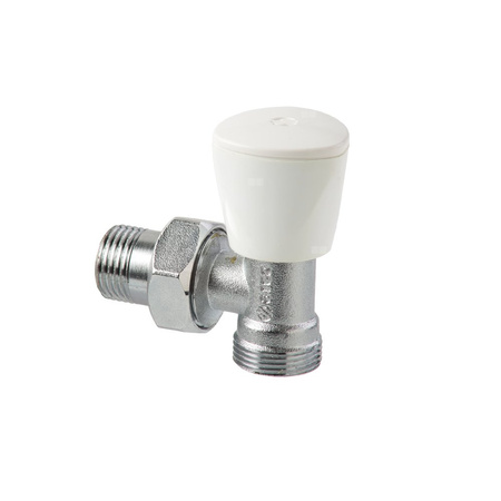 Zawór grzejnikowy ARCO TEIDE PLUS kątowy (kąt prosty), połączenie 1/2'' x 24 (chrom) biały