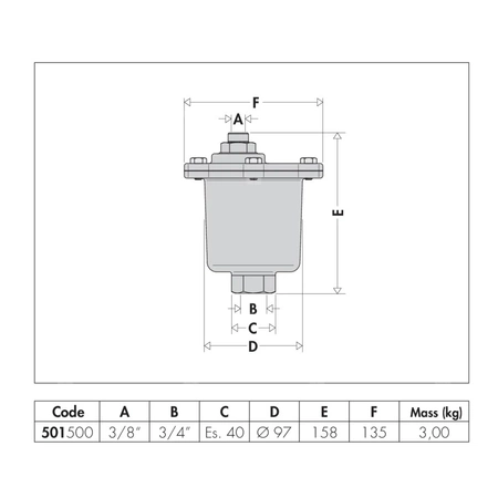 MAXCAL - Automatyczny zawór odpowietrzający do instalacji CO, chłodniczych oraz klimatyzacyjnych 3/4" GW x 3/8" GW