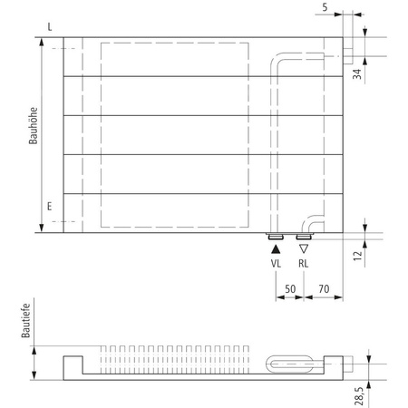 Grzejnik płytowy typ 11 KERMI V-HHV QN299(R), z osłoną wym. 350 x 500 mm, kolor biały, moc 299 W