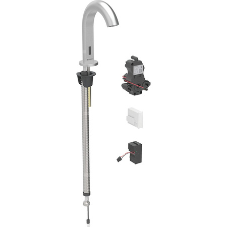 Bateria umywalkowa Geberit Piave, stojąca, zasilanie sieciowe, do podtynkowej skrzynki funkcyjnej, bez mieszacza, stal nierdzewna