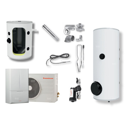 Pakiet - Pompa ciepła powietrze-woda split IMMERGAS MAGIS COMBO 6 V2 M250 B50 5.5 kW 230 V + Zasobnik c.w.u. OKC 250 NTR/HP + Zasobnik buforowy NAD 50 V1