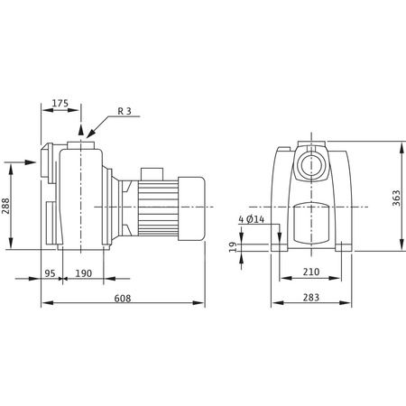 Pompa samozasysająca pozioma WILO Drain LPC Żeliwo, fi zew. wylot 80 mm, częstotliwość 50 Hz, pobór mocy silnika 5 kW (3~400, 50 Hz)