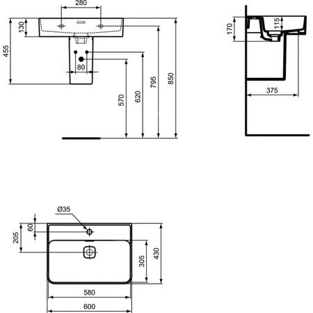 STRADA II UMYWALKA 60 CM