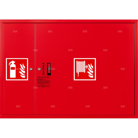 Hydrant DN 25 zawieszany z miejscem na gaśnicę obok zwijadła, wąż 20 m, zamek patent, RAL 3000