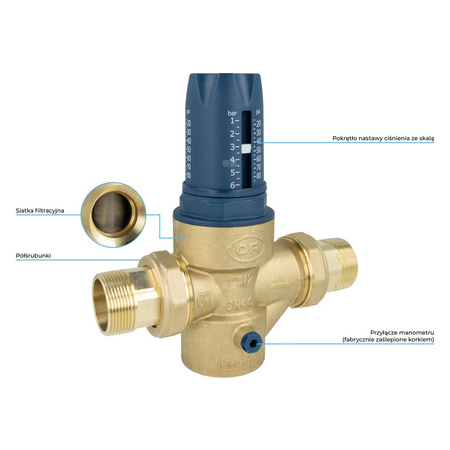 Reduktor ciśnienia wody BPR 425 z siatką filtracyjną, półśrubunki R1 1/2'', 1 ÷ 6 bar