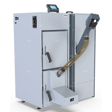Kocioł na pellet VITECO HEAT NextPell Plus z palnikiem samoczyszczącym Defro zamontowanym od frontu 12 kW z zasobnikiem o pojemności 235 l