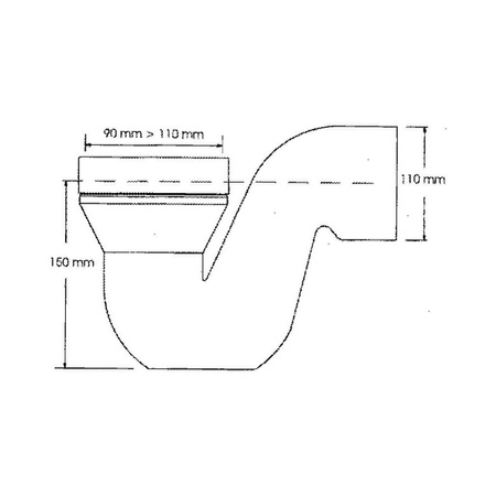 Przyłącze kanalizacyjne z zasyfonowaniem L-150 mm, wejście 90-110mm,wyjście 110mm tzw. Tureckie