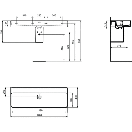 STRADA II UMYWALKA 120 CM B/O