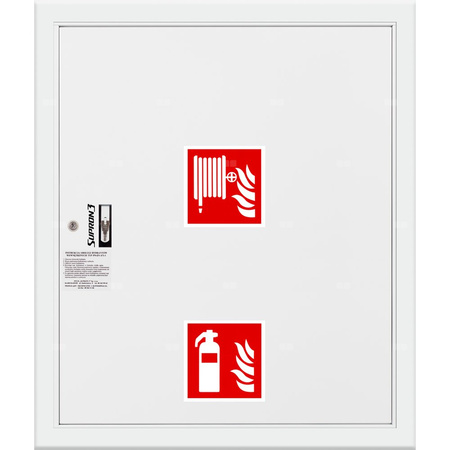 Hydrant DN 25 FIT wnękowy z miejscem na gaśnicę pod zwijadłem, wąż 20 m, zamek patent, RAL 9003