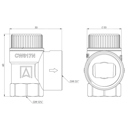 Zawór przelewowy AFRISO MS mosiądz 2,5 bar GW 3/4'' x 1''