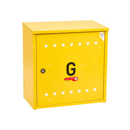 Skrzynka gazowa, 450x450x250, naścienna, metalowa, ze skośnym daszkiem - brązowa (na gazomierz G4/G6 bez reduktora)