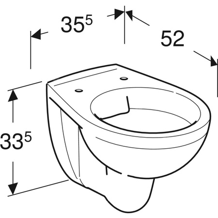 Wisząca miska WC Koło Rekord, lejowa, Rimfree: T=52cm, Biały