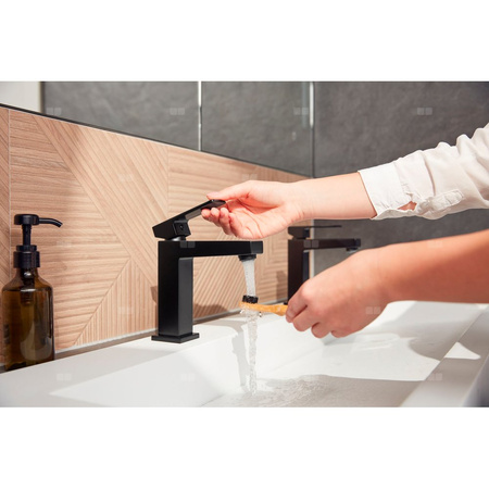 Bateria umywalkowa stojąca KFA Armatura LOGON click clack, czarny, montaż blat / otwór na baterię