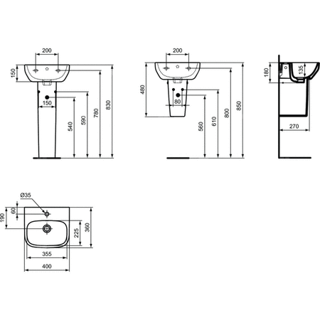 IS I.LIFE A Umywalka 40 WHITE BXD