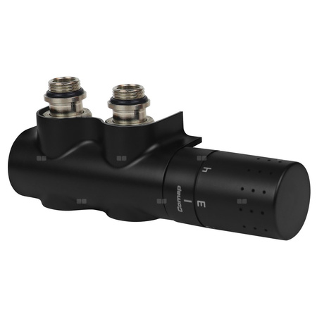 Zawór grzejnikowy termostatyczny COMAP FLEXODESIGN, połączenie 1/2'' x 1/2'' (malowany) matowa czerń