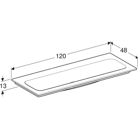 Umywalka GEBERIT iCon 2-stanowiskowa prostokątna, biała, 1200mm, bez otworu na baterię, nakładany od góry, bez odpływu przelewowego, półka od ściany