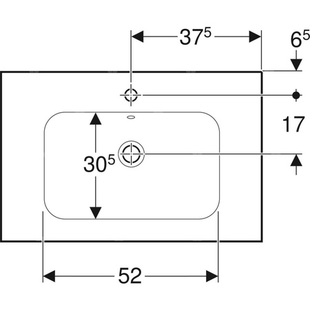 Umywalka GEBERIT iCon Light prostokątna, biała, 750mm, bez otworu na baterię, bez odpływu przelewowego, półki z obu stron