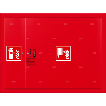 Hydrant DN 25 FIT wnękowy z miejscem na gaśnicę obok zwijadła, wąż 30 m, zamek patent, RAL 3000