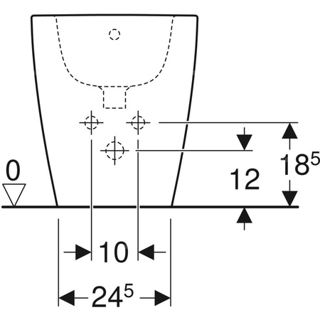 Bidet stojący Geberit iCon, przylegający do ściany, ukryte mocowania: T=56cm, Przelew=Widoczny, Biały