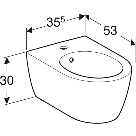 Bidet wiszący Geberit iCon, ukryte mocowania: T=53cm, Przelew=Widoczny, Biały / Matowy