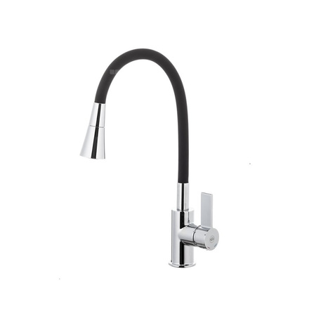 Bateria RUMBA Duo kuchenna stojąca z elastyczną wylewką, chrom-czarny