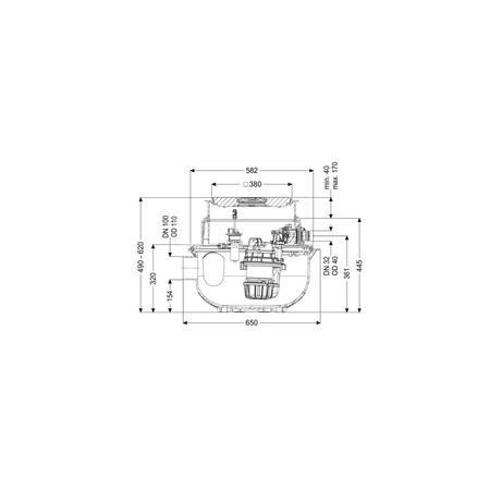 Przepompownia Aqualift M Underfloor | Duo | GTF1200 | resistant | do zabudowy z pokrywą czarną
