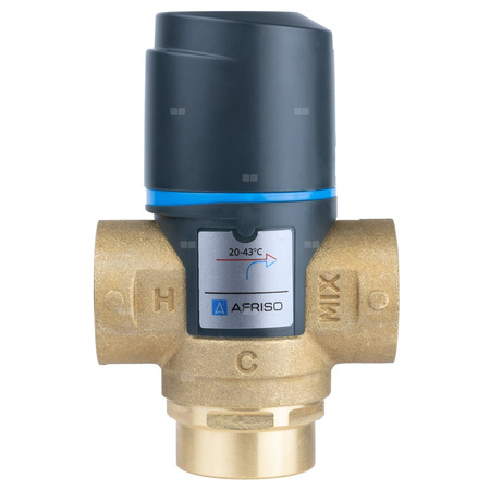 Zawór regulacyjny termostatyczny do wody ciepłej AFRISO ATM 331 mosiądz GW 3/4'', DN 20, zakres temp. 20-43'C, Kvs 1.6 m3/h, maksymalna temperatura 90'C, maksymane ciśnienie 10 bar