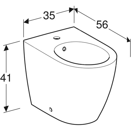 Bidet stojący Geberit iCon, przylegający do ściany, ukryte mocowania: T=56cm, Przelew=Widoczny, Biały