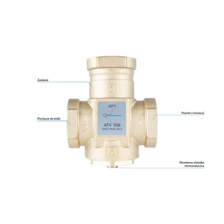 Zawór bezpieczeństwa AFRISO ATV 556 mosiądz GW x GW 1 1/4''