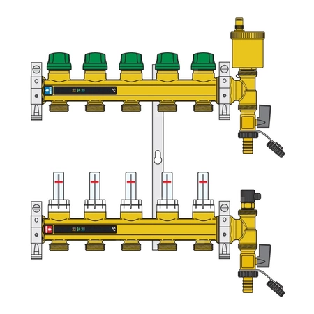 DYNAMICAL - Zespół rozdzielaczy 1" x 10 wyjść, 3/4" M